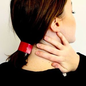 Sylvian LeHen 047 Ponytail Barrette, Red